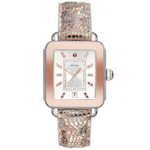 Michele Deco Sport Two-Tone Iridescent Lizard Strap Watch - Needs Battery